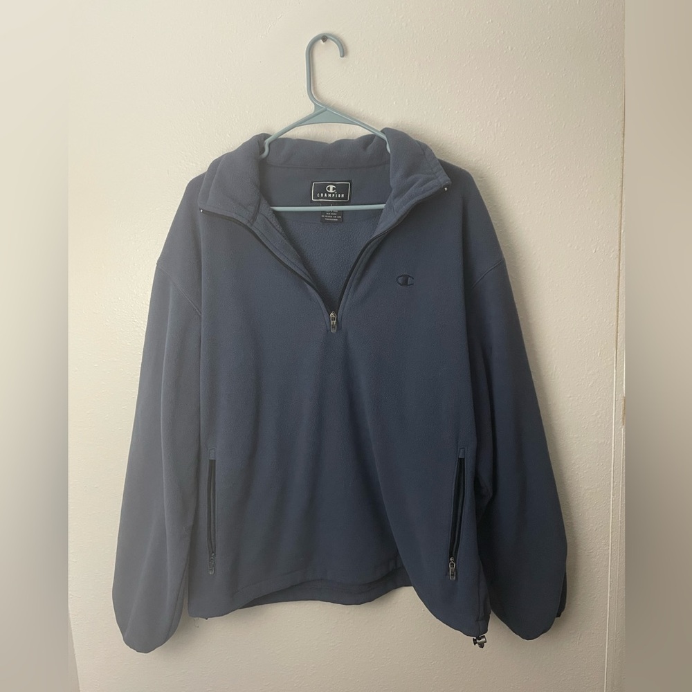 CHAMPION blue quarterzip Mens large